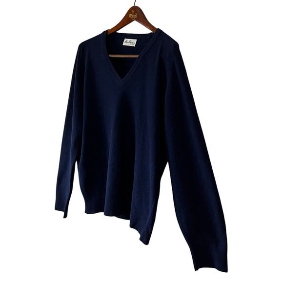 Vintage Maas Brothers Florida Classic Preppy V-Neck Sweater Navy Blue Men's M - Picture 2 of 5
